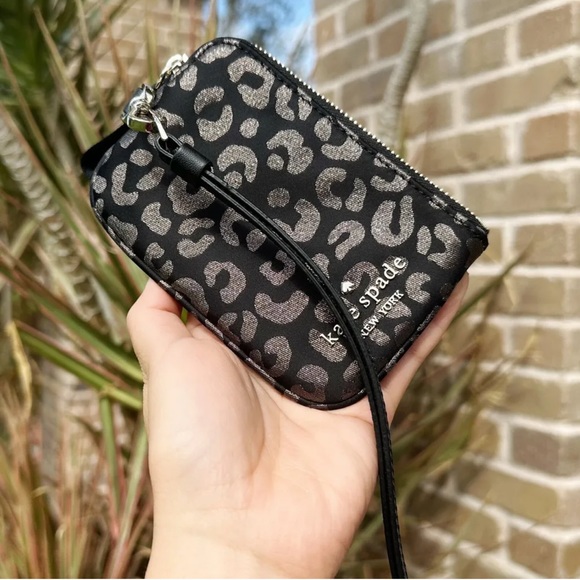 Kate Spade The Little Better Black Multi Silver Leopard Lanyard - Picture 2 of 5